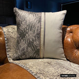 Grey Half Tone - Grey Linen & Faux Leather Throw Cushion Cover