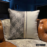 Grey Half Tone - Grey Linen & Faux Leather Throw Cushion Cover