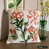 Peachy Petals - Peach Cotton Throw Cushion Cover