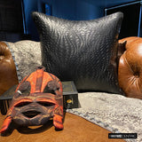 Black Diamond - Black Faux Leather Throw Cushion Cover