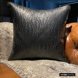 Black Diamond - Black Faux Leather Throw Cushion Cover