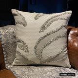 Animal Spur - White Linen & Faux Leather Throw Pillow Cover