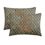 Malika Charcoal - Charcoal Velvet Lumbar Cushion Cover