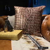 Safari Track - Brown Velvet Throw Cushion Cover