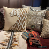 Leopard Purr - Natural Beige Linen Throw Pillow Cover