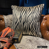Zebra Crossing - Black N White Velvet Throw Cushion Cover