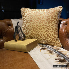 Roar - Beige Velvet Throw Cushion Cover