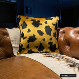 Hello Cow - Gold Velvet Throw Cushion Cover