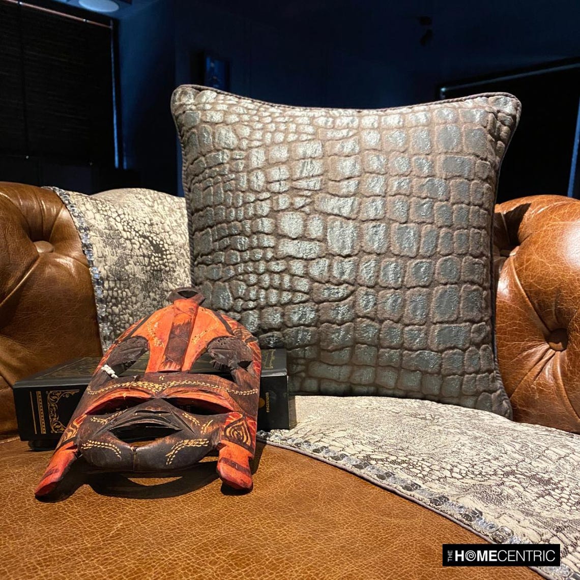 Animal Shimmer - Blue Jacquard Throw Cushion Cover