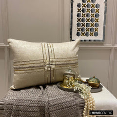 Zarae - Gold Jacquard Lumbar Cushion Cover