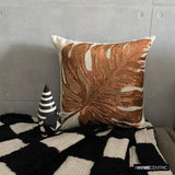 Autumn Maple - Copper & Orange Linen Fall Maple Leaf Throw Cushion Cover