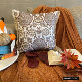 Autumn Serenade - Beige & Gray Velvet Decorative Throw Cushion Cover