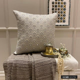 Jeweled Lucia - Silver & Grey Jacquard Throw Cushion Cover