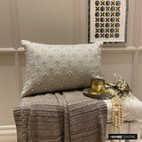 Jeweled Kira - Silver Jacquard Lumbar Cushion Cover