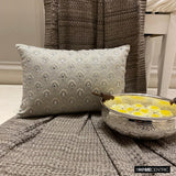 Jeweled Kira - Silver Jacquard Lumbar Cushion Cover