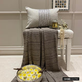 Jeweled Esme - Silver Jacquard Lumbar Cushion Cover