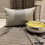 Jeweled Esme - Silver Jacquard Lumbar Cushion Cover