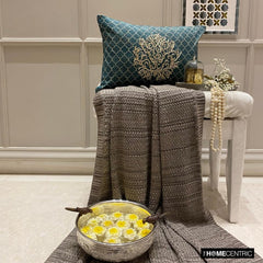 Malika Teal - Teal Velvet Lumbar Cushion Cover