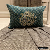 Malika Teal - Teal Velvet Lumbar Cushion Cover