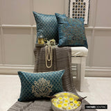 Malika Teal - Teal Velvet Lumbar Cushion Cover