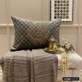 Malika Charcoal - Charcoal Velvet Lumbar Cushion Cover