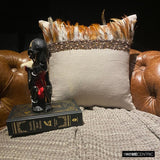 Falling Feathers - Beige Linen Throw Cushion Cover