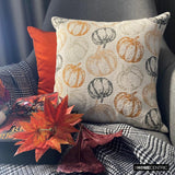 Spiced Pumpkin - Orange Woven Jacquard Pumpkin Throw Cushion Cover