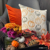 Spiced Pumpkin - Orange Woven Jacquard Pumpkin Throw Cushion Cover