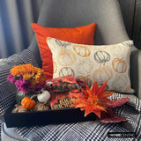 Pumpkin Pal - Orange Woven Jacquard Decorative Lumbar  Cushion Cover