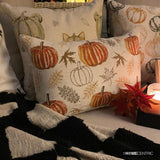 Pumpkinella - Orange Woven Jacquard Decorative Lumbar  Cushion Cover