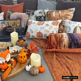 Pumpkinella - Orange Woven Jacquard Decorative Lumbar  Cushion Cover