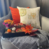 Pumpkin Fox - Green Woven Jacquard Home decor Throw Cushion Cover