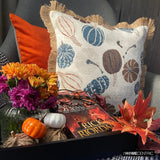 Cinnamon Pumpkins - Brown Woven Jacquard Decorative Throw Cushion Cover