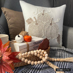 Pearl Kissed Pumpkin - White Linen Modern Decorative Throw Cushion Cover