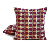 Burgundy Shapes - Burgubdy Velvet Decorative Throw Cushion Cover