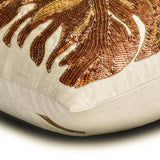 Autumn Maple - Copper & Orange Linen Fall Maple Leaf Throw Cushion Cover