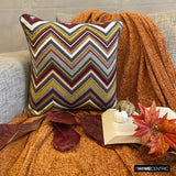 Amber Chevron - Burgundy Velvet Decorative Throw Cushion Cover
