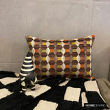 Orange Rhythms - Orange Velvet Decorative Lumbar  Cushion Cover