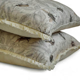 Night Crawlers - Beige Cotton Decorative Lumbar  Cushion Cover