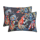 Monkey Mischief - Black Cotton Decorative Lumbar  Cushion Cover