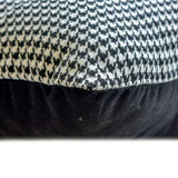 Dark Houndstooth - Orange & Black Jacquard & Faux Leather Decorative Throw Cushion Cover