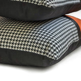 Hexed Hound - Black & Orange Jacquard, Faux Leather Decorative Lumbar  Cushion Cover