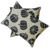 Pumpkin Eclipse - Black Jacquard Decorative Lumbar  Cushion Cover