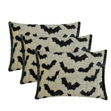 Gothic Bats - Black Jacquard Decorative Lumbar  Cushion Cover