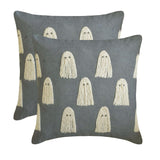 Ghostly Haunt - Gray Linen Spooky Decorative Throw Cushion Cover