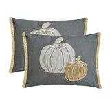 Pumpkin Burlap - Gray Linen Decorative Lumbar  Cushion Cover
