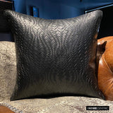 Black Diamond - Black Faux Leather Throw Cushion Cover
