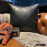 Black Diamond - Black Faux Leather Throw Cushion Cover
