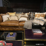 Black Diamond - Black Faux Leather Throw Cushion Cover