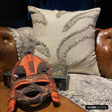 Animal Spur - White Linen & Faux Leather Throw Pillow Cover